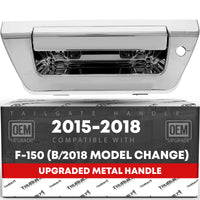 T1A Tailgate Handle Latch Replacement, Upgraded Metal - Compatible with 2015-2018 Ford F-150 (Before Model Change) - Exterior Tailgate Assembly, All Chrome w/Keyhole - OEM FL3Z-9943400-HA-ACHMT