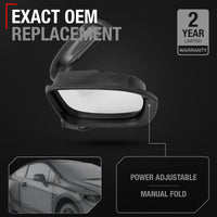 Passenger Side Power Adjustable Side View Mirror - Compatible with 2014-2015 Honda Civic - Power Adjust, Non-Heated, Manual Folding - Paintable Textured Black Housing - OEM 76208TR4C01-PFM - Passenger Side Mirror