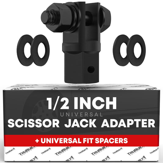 Universal Scissor Jack Adapter, 1/2'' Drive - Compatible with Standard Drive Sockets & 13/16" Lug Wrenches for Automotive Jacks, RVs, and Trailers - Chrome Vanadium Construction
