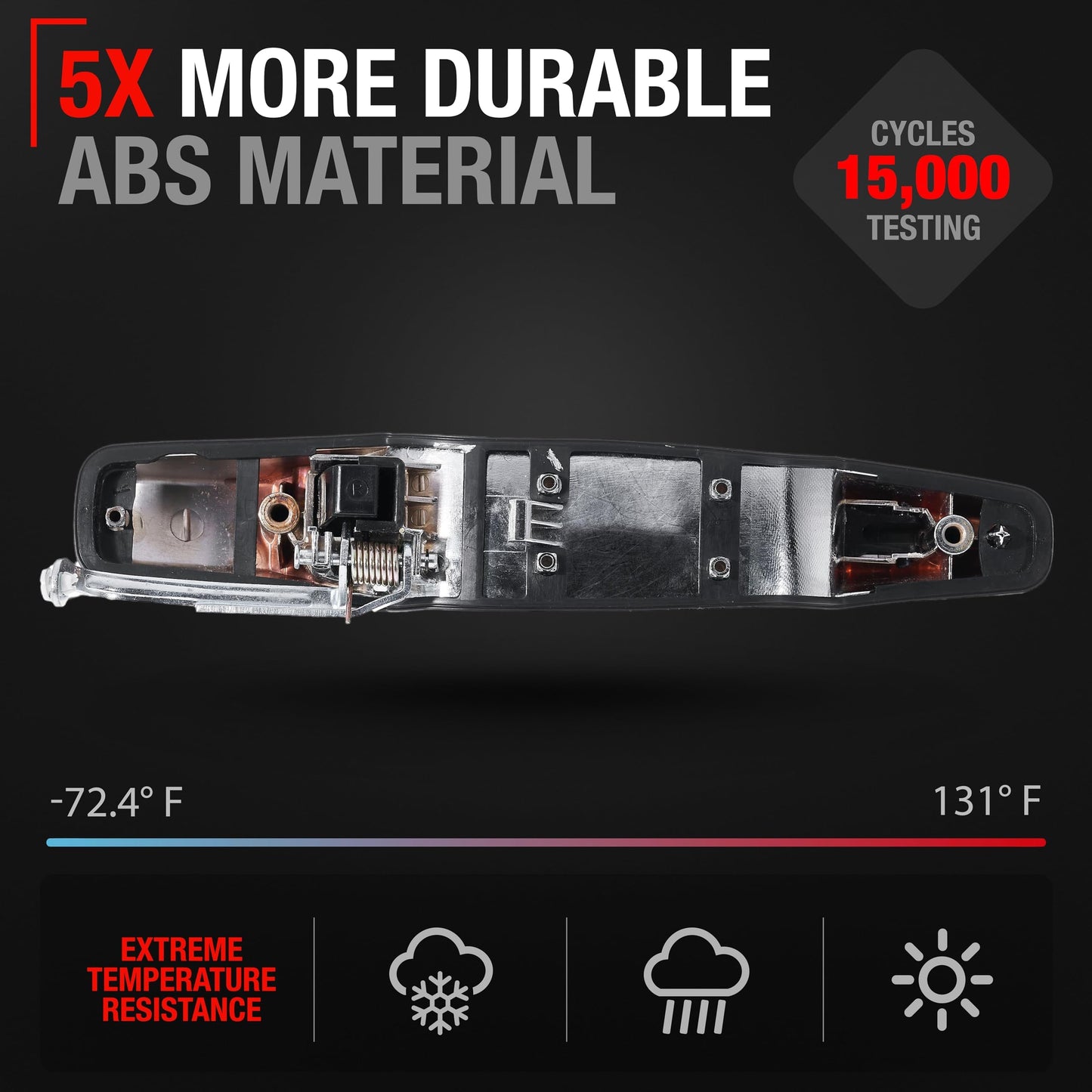 2007-2013 Chevrolet Avalanche Silverado Suburban Tahoe GMC Sierra Yukon Cadillac Escalade Exterior Rear Passenger Door Handle - Chrome Plastic - Rear Right Passenger Side