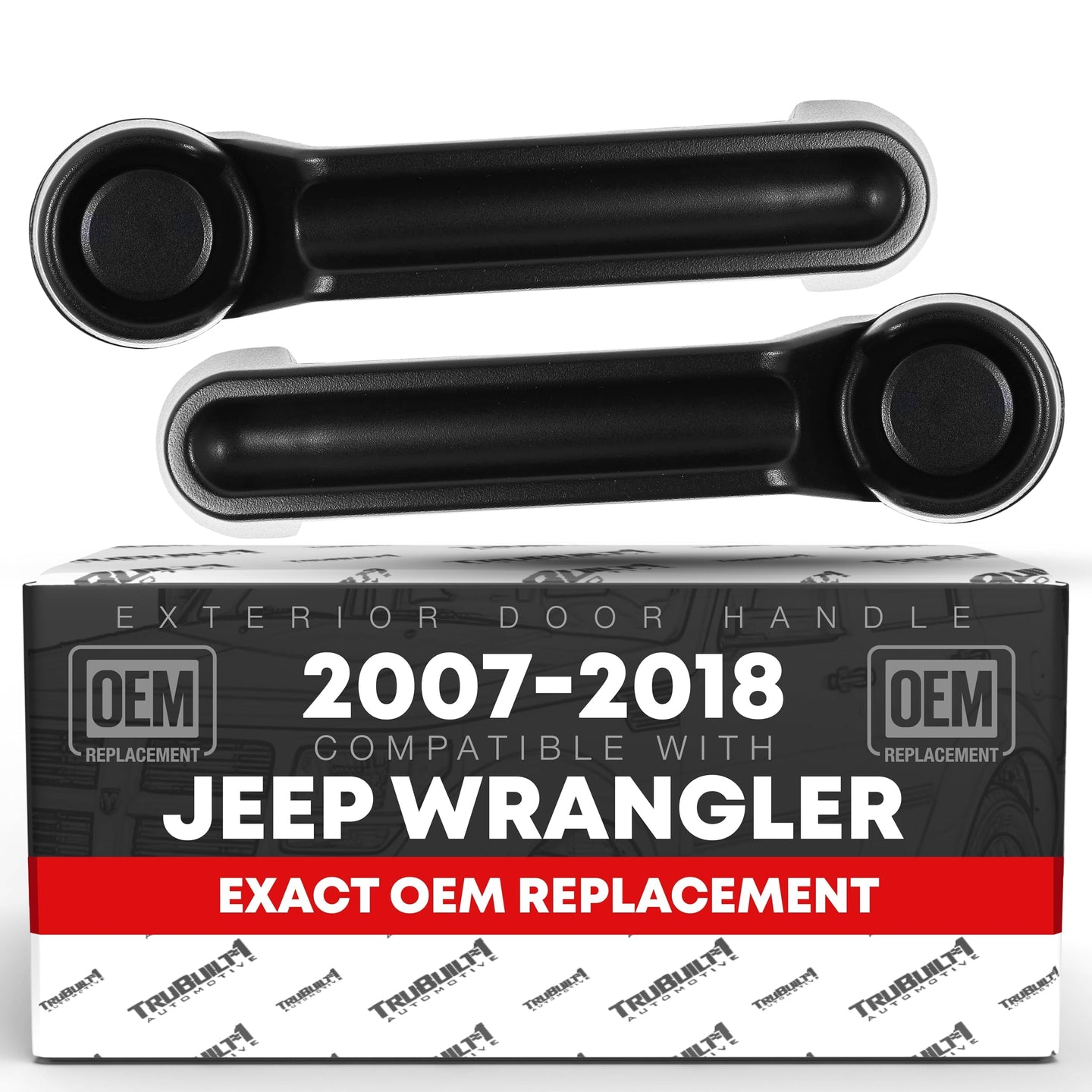 2007-2018 Jeep Wrangler Liberty 2007-2011 Dodge Nitro Exterior Front/Rear Driver & Passenger Door Handle Set - Textured Black - 2 Pack