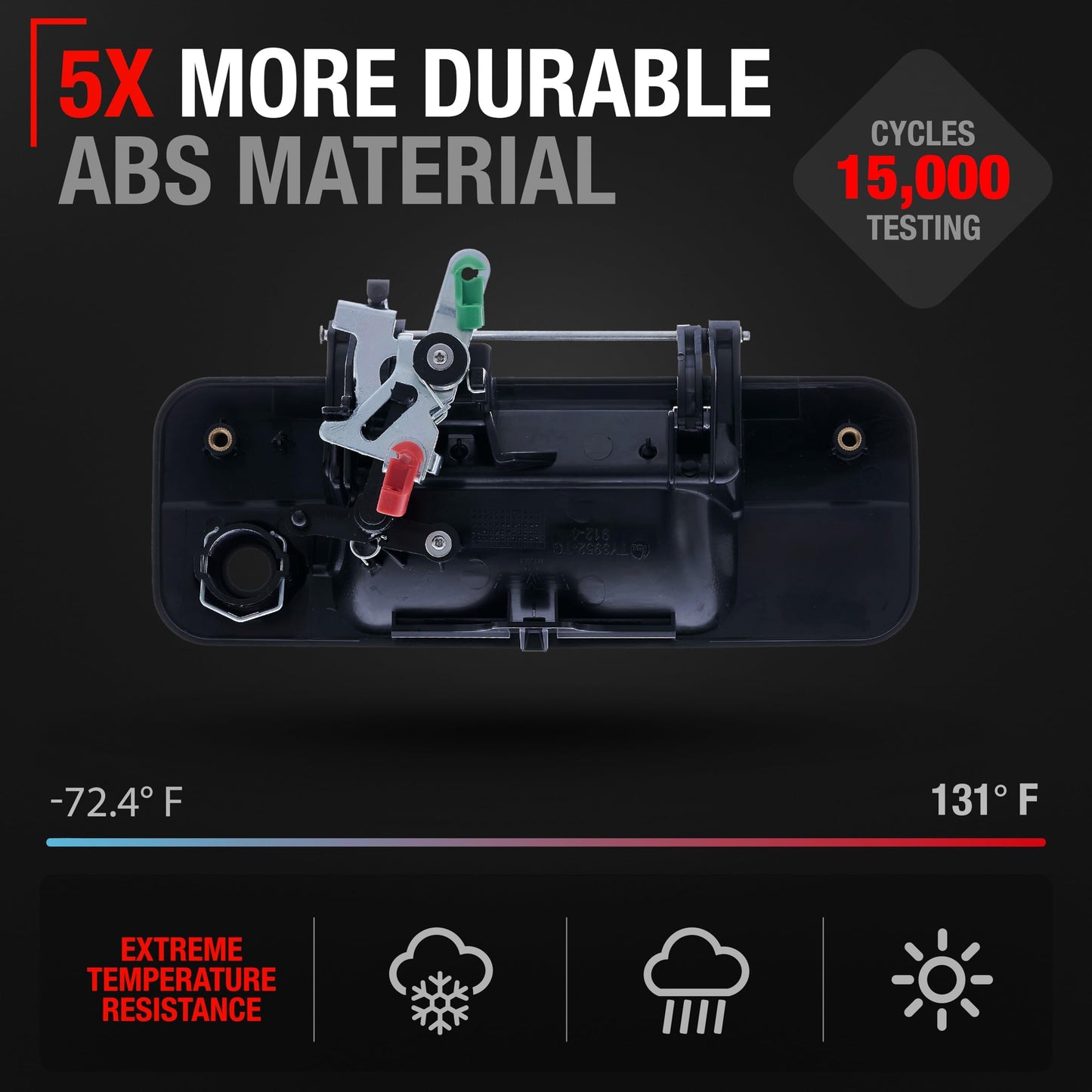 Toyota Tundra Tailgate Handle - Liftgate Latch - Textured Black - No Rear Camera Hole - Plastic