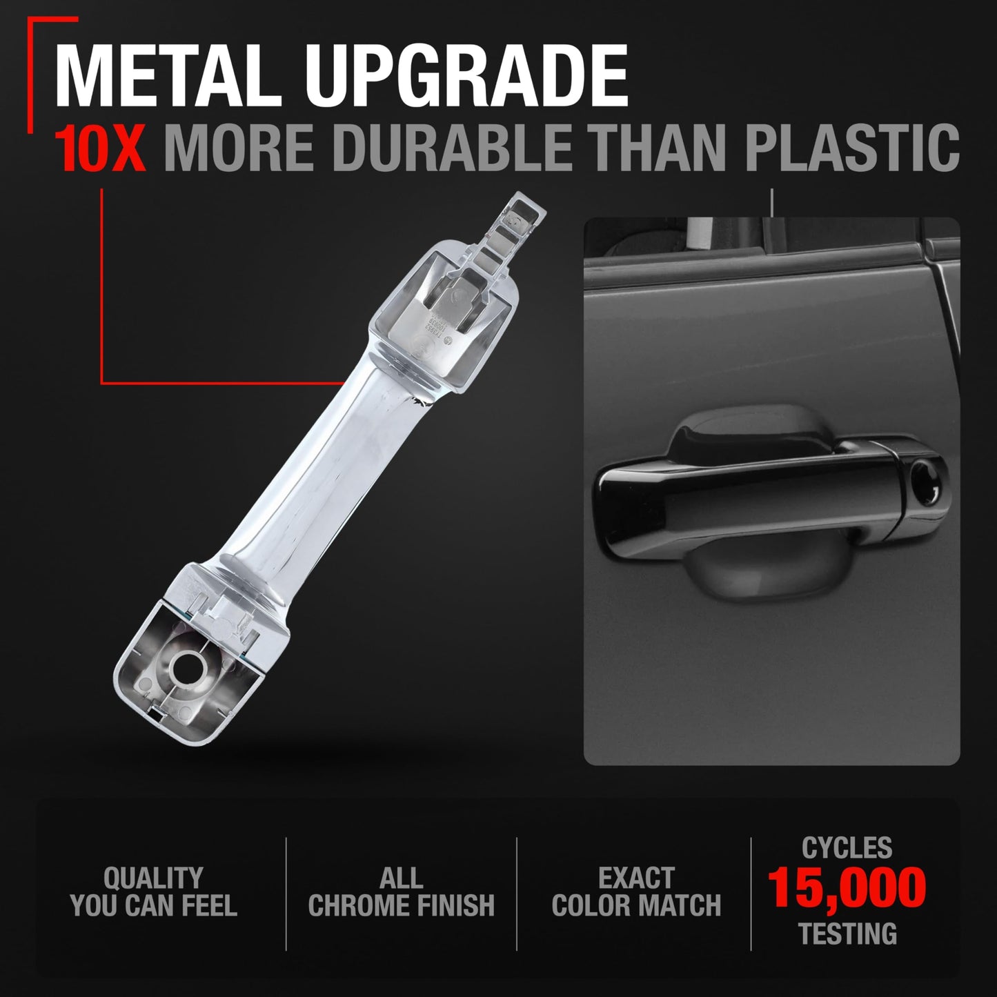 Toyota Tundra Driver Door Handle - All Chrome Finish with Keyhole, Exterior Front Side Upgrade - Front Driver Side Handle