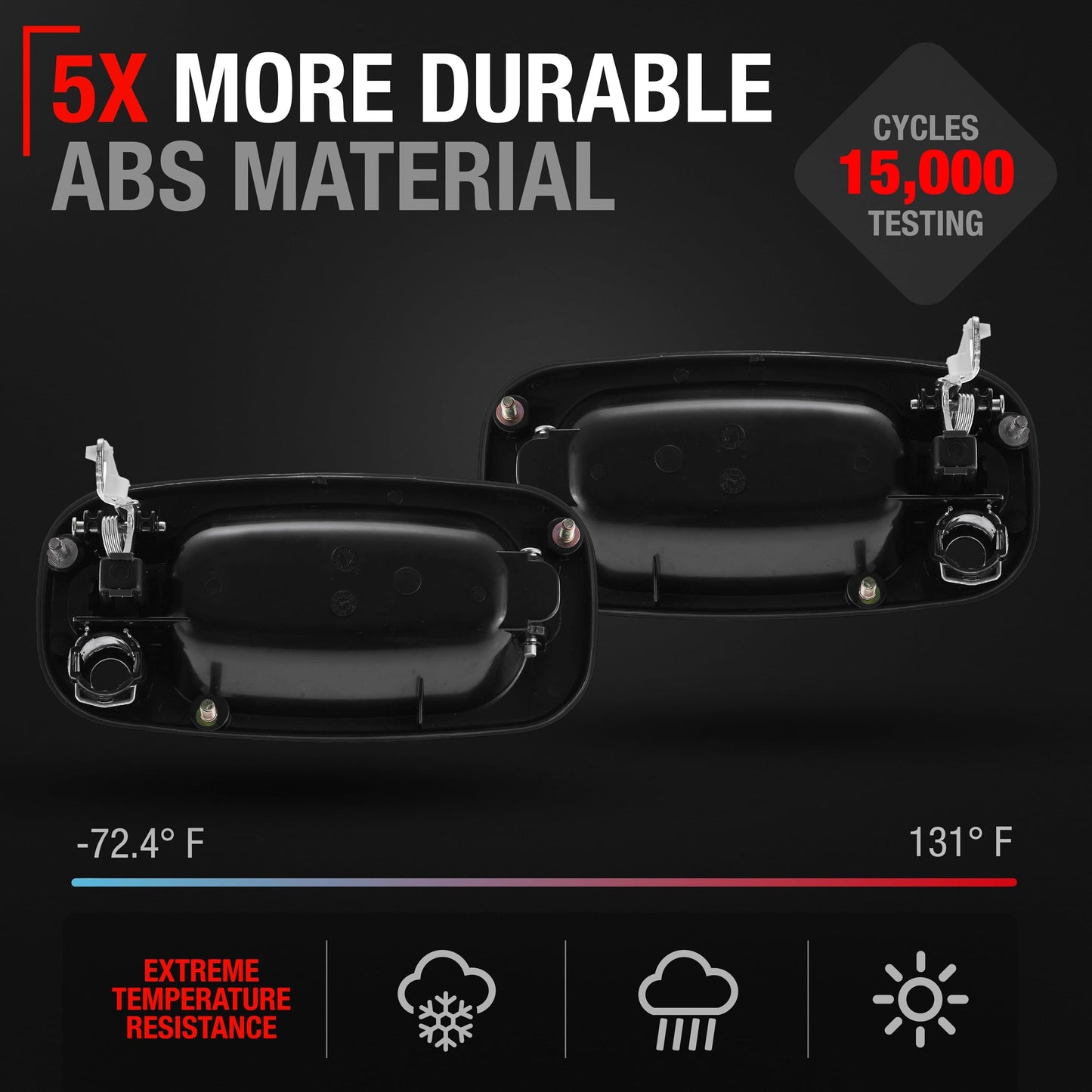 1999-2006 Chevrolet Silverado Avalanche Suburban Tahoe GMC Sierra Yukon Exterior Front Driver & Passenger Door Handle - Textured - Front Left and Right Pair