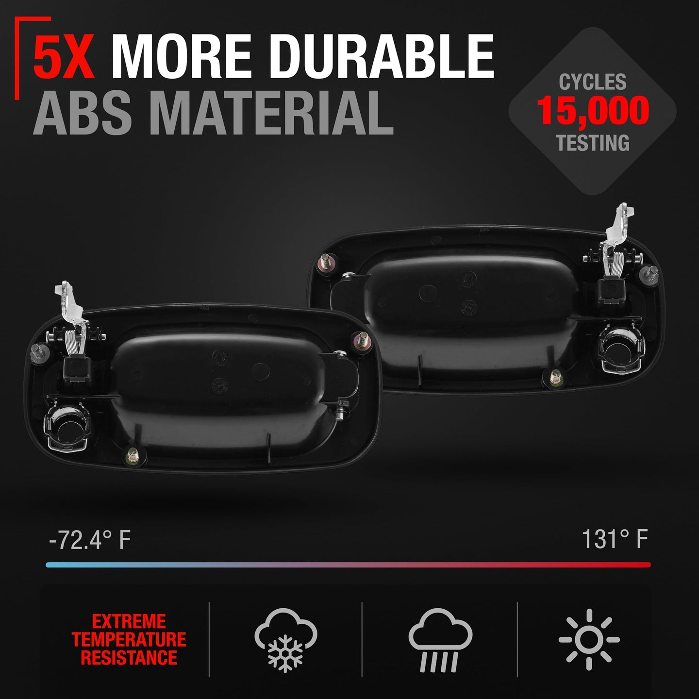 Chevrolet Silverado GMC Sierra Suburban Tahoe Avalanche Exterior Front Door Handle Set - Driver & Passenger - Textured Black - Front Left and Right Pair