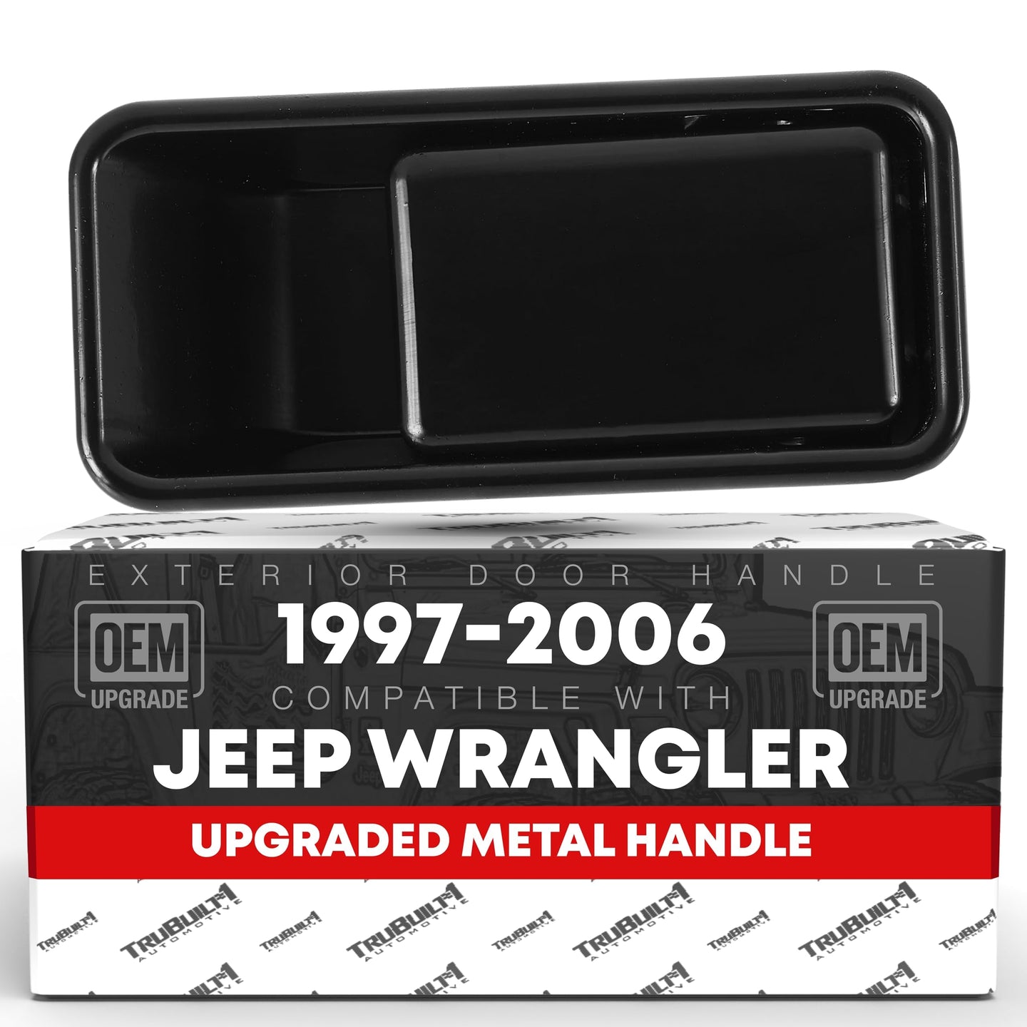 1987-2006 Jeep Wrangler Half Door Exterior Front Passenger Door Handle Replacement - Upgraded Metal Smooth Black - Front Passenger Door Handle