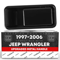 1987-2006 Jeep Wrangler Half Door Exterior Front Passenger Door Handle Replacement - Upgraded Metal Smooth Black - Front Passenger Door Handle