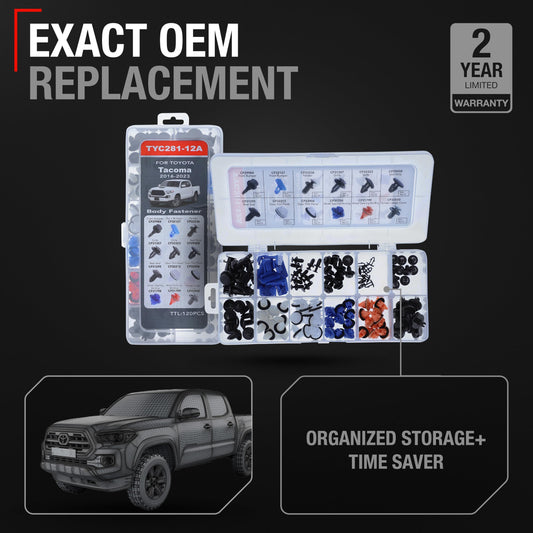 2016-2023 Toyota Tacoma Body Fastener Kit 120 pcs for Bumper Grille Fender Door Trim Wheel Opening