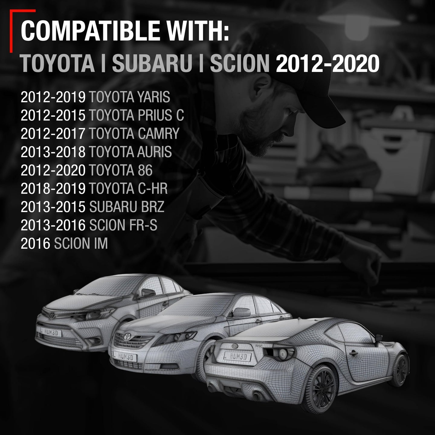 2012-2020 Toyota Yaris Prius C Camry Auris 86 C-HR Subaru BRZ Scion FR-S iM Exterior Front Passenger Door Handle - Primed Black Plastic - Passenger Side Door Handle