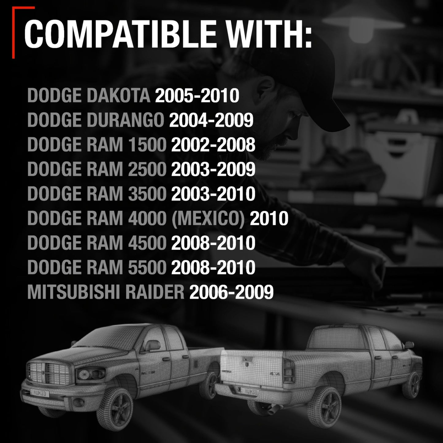 2002-2010 Dodge Ram 1500, 2500, 3500, 4500, 5500; Dakota, Durango; Mitsubishi Raider Exterior Front Driver Door Handle, Upgraded Metal - Textured Black w/ Keyhole - Front Driver Side Handle