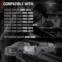 2002-2009 Dodge Ram 1500 2500 3500 4500 5500; 2005-2010 Dodge Dakota; 2004-2009 Dodge Durango Exterior Rear Passenger Door Handle, Upgraded Metal - All Chrome - Rear Passenger Side Handle