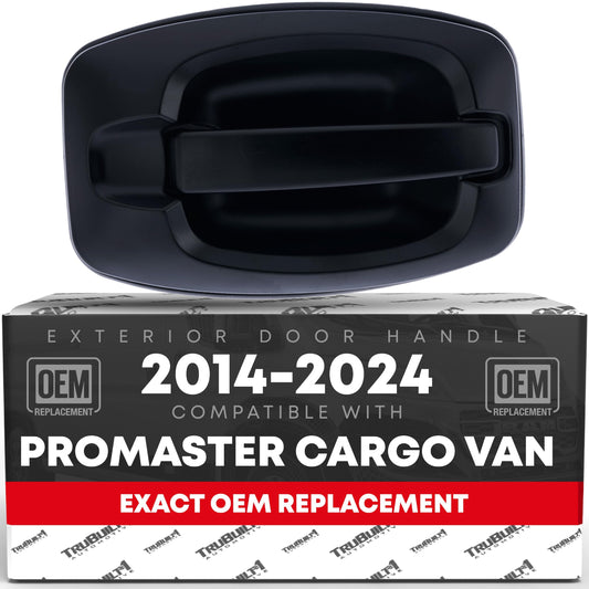 T1A Exterior Front Passenger Door Handle - Compatible with 2014-2021 Dodge RAM Promaster 1500, 14-21 Promaster 2500, 14-21 Promaster 3500 - Textured Black, No Keyhole - OEM 5RJ91JXWAA, 15710 - Front Passenger Handle w/o Keyhole