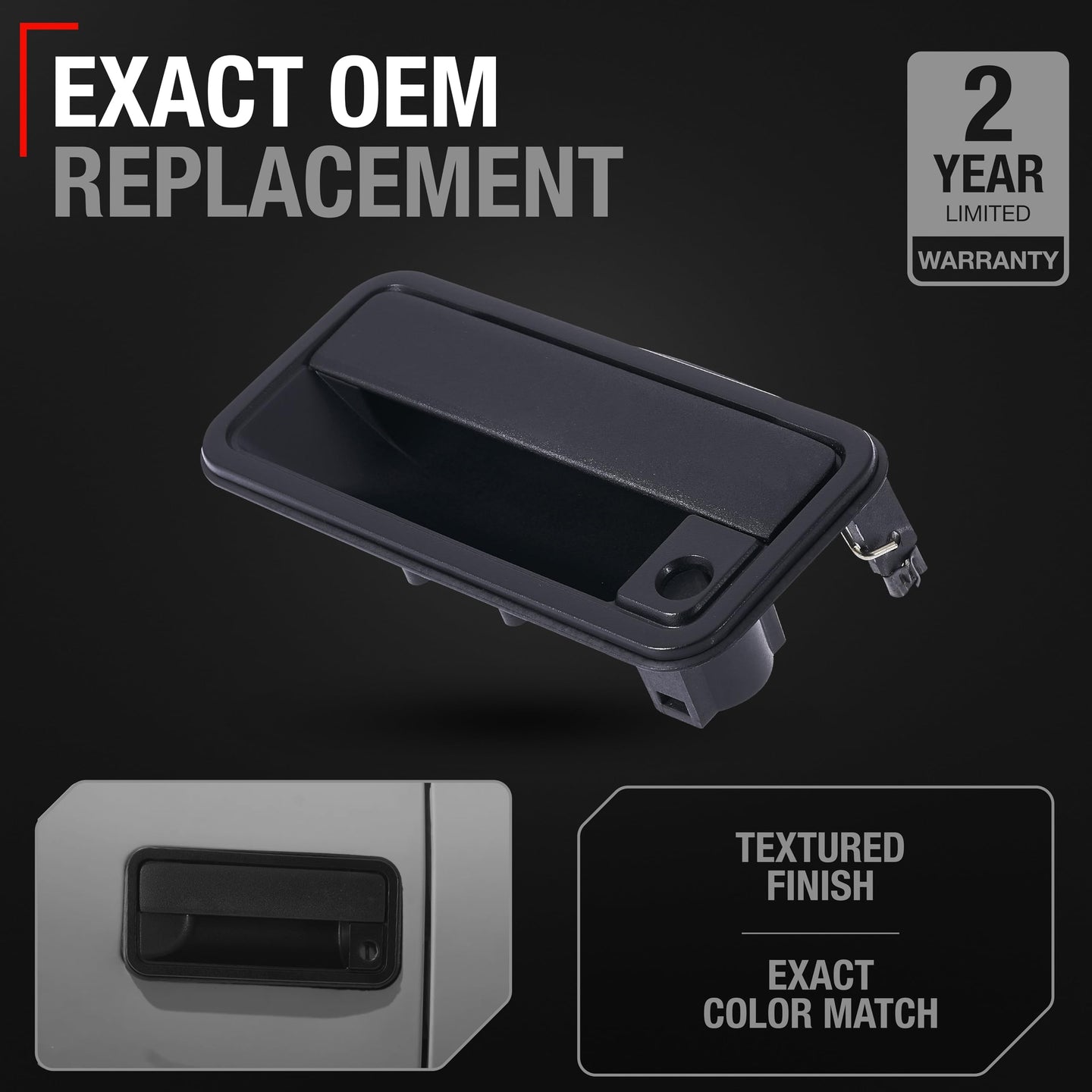 1988-2000 Chevrolet GMC C1500 K1500 C2500 K2500 K3500 92-94 Blazer 95-99 Tahoe 00 GMC Yukon Exterior Front Driver Door Handle Upgraded Metal - Black - Metal Lever Left Handle