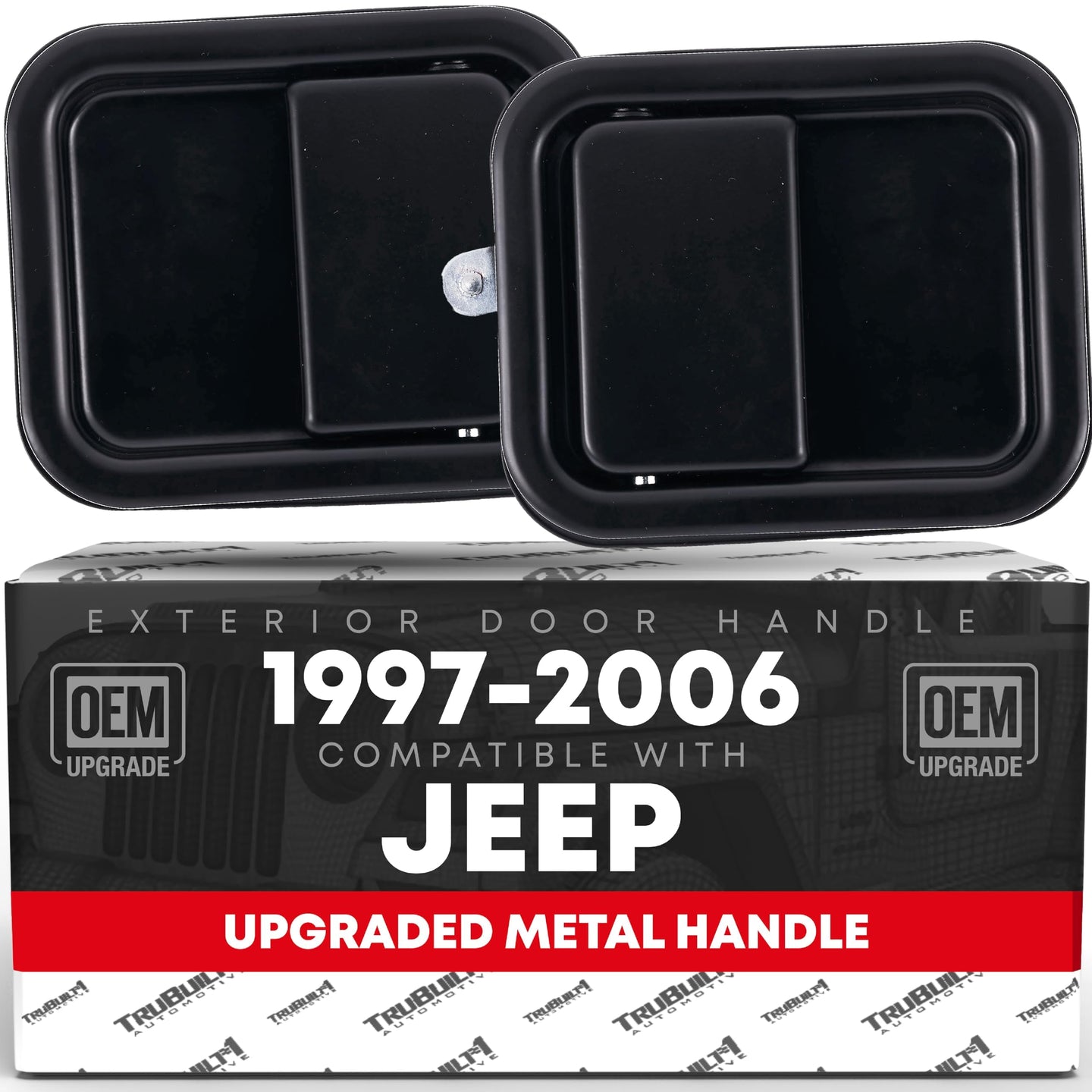 1997-2006 Jeep Wrangler Exterior Door Handle Set Front Driver and Passenger - Full Door Type Black Metal - Front Driver + Passenger Door Handle