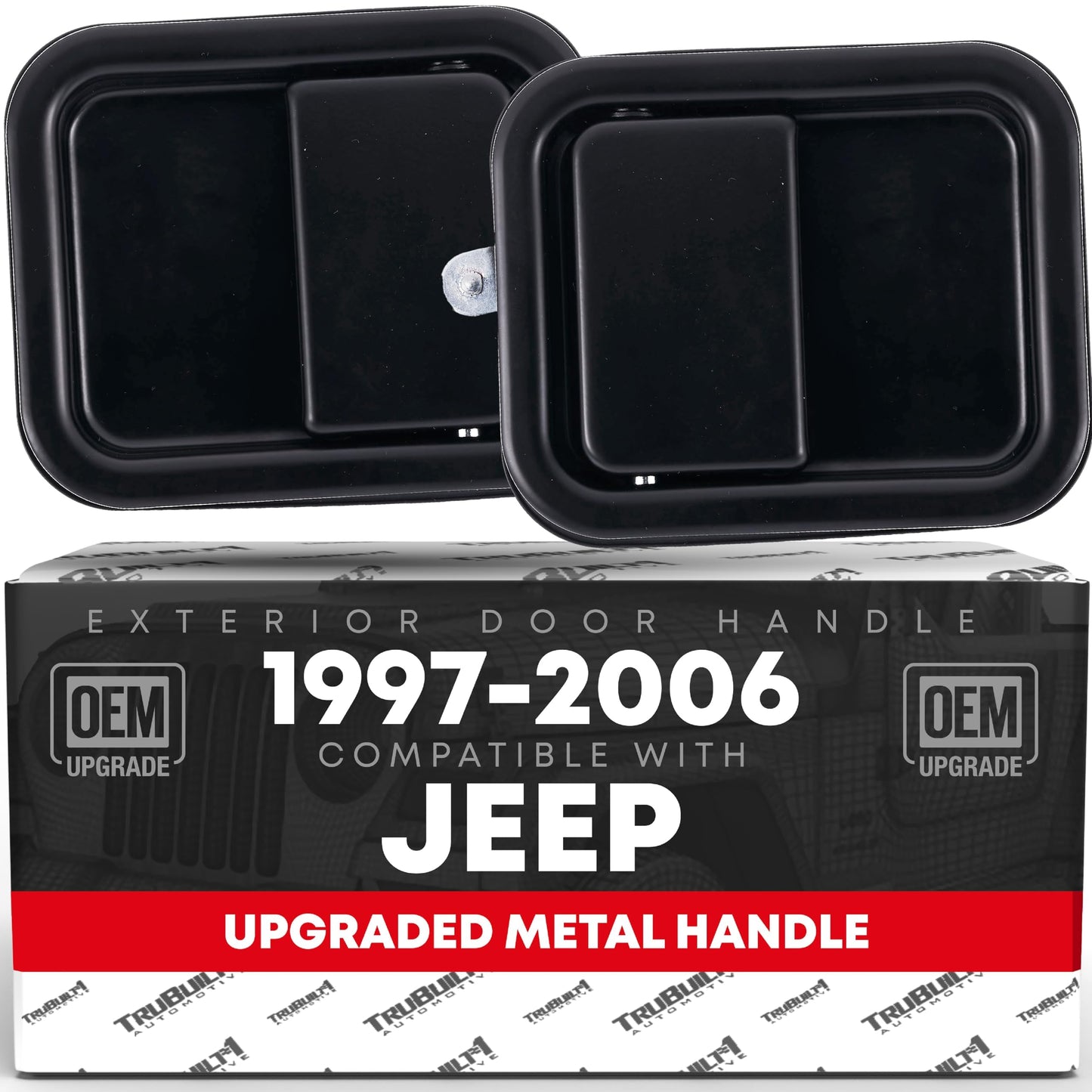 1997-2006 Jeep Wrangler Exterior Door Handle Set Front Driver and Passenger - Full Door Type Black Metal - Front Driver + Passenger Door Handle