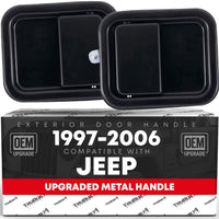 1997-2006 Jeep Wrangler Exterior Door Handle Set Front Driver and Passenger - Full Door Type Black Metal - Front Driver + Passenger Door Handle