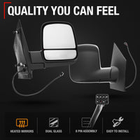 Chevrolet Express GMC Savana Passenger Side Mirror - Heated, Manual Folding, Dual Glass - Passenger Side Mirror