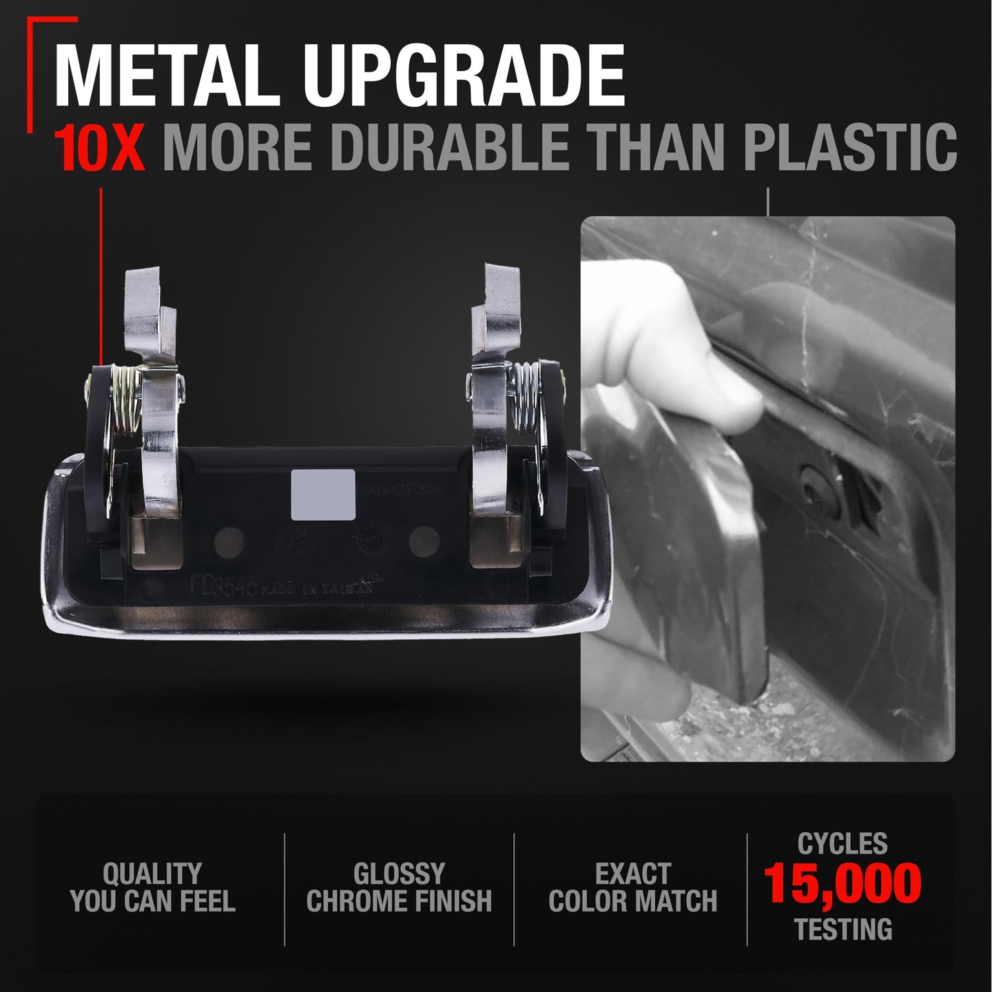 2001-2011 Ford Ranger Mazda B-Series Exterior Front Driver or Passenger Door Handle, Upgraded Metal - All Chrome - Front Driver or Passenger Handle