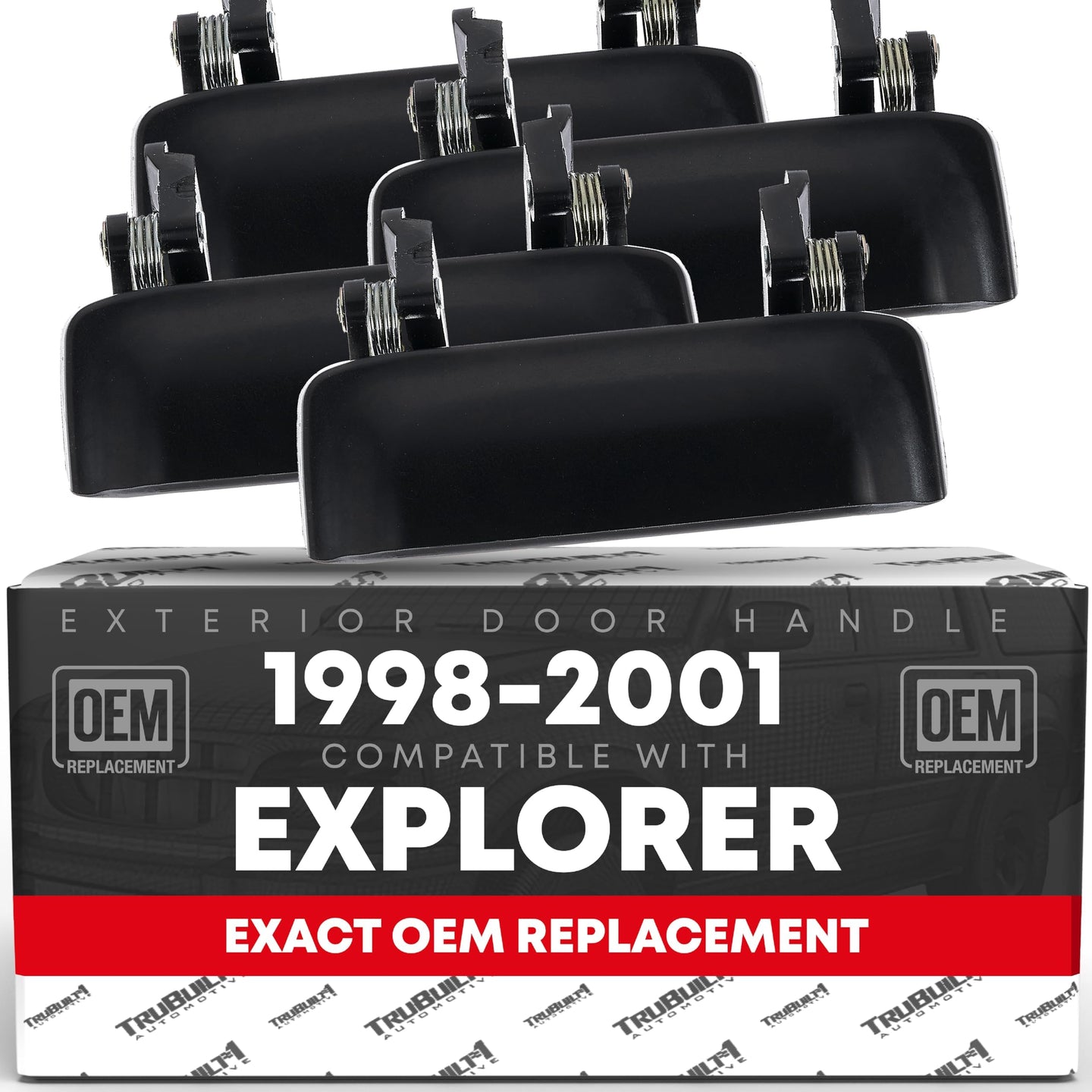 1998-2003 Ford Explorer Explorer Sport Mercury Mountaineer Exterior Front/Rear Driver & Passenger Door Handle Set of 4 - Smooth Black - 4-Doors Handle Set