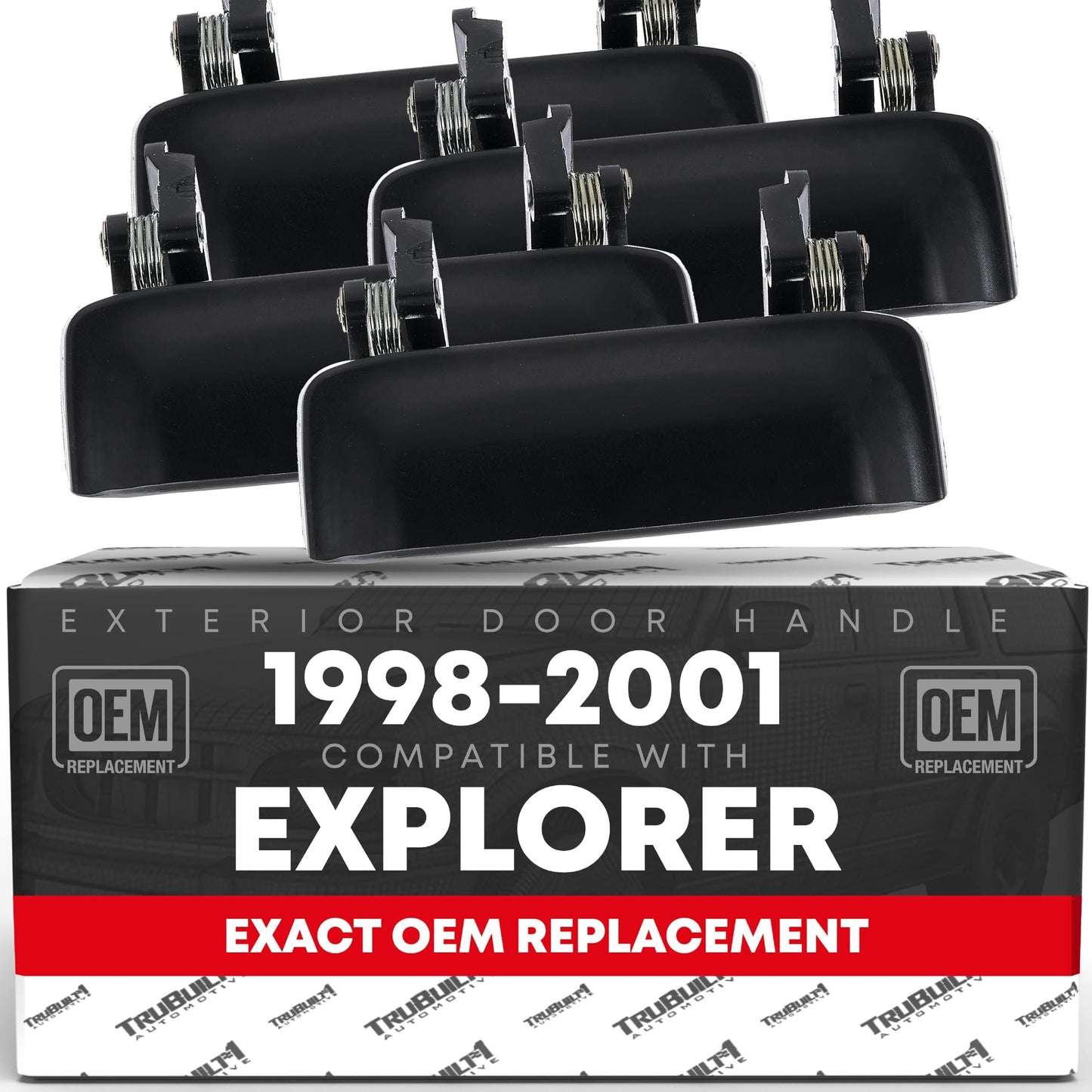 1998-2003 Ford Explorer Explorer Sport Mercury Mountaineer Exterior Front/Rear Driver & Passenger Door Handle Set of 4 - Smooth Black - 4-Doors Handle Set