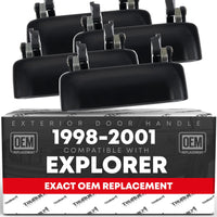 1998-2003 Ford Explorer Explorer Sport Mercury Mountaineer Exterior Front/Rear Driver & Passenger Door Handle Set of 4 - Smooth Black - 4-Doors Handle Set