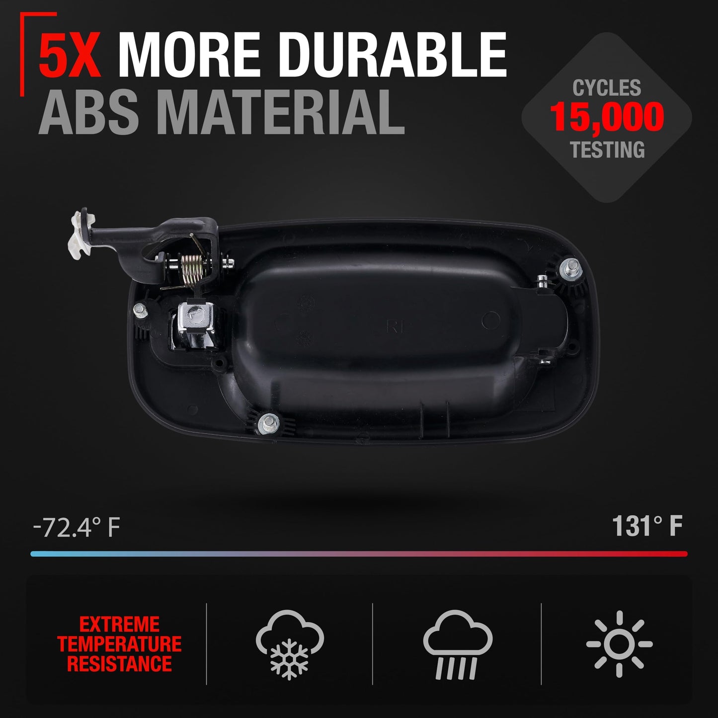 1999-2006 Chevrolet Silverado Suburban Tahoe Avalanche GMC Sierra Yukon Cadillac Escalade Exterior Rear Driver Door Handle - Chrome Black - Rear Left Door Handle