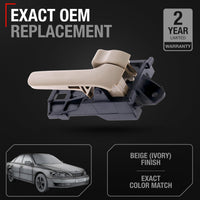 Interior Front or Rear Passenger Door Handle Replacement - Compatible with 1997-2001 Toyota Camry - Beige (Ivory), Plastic - OEM 69205-AA010-E0, 80410 - Front or Rear Passenger Side Handle