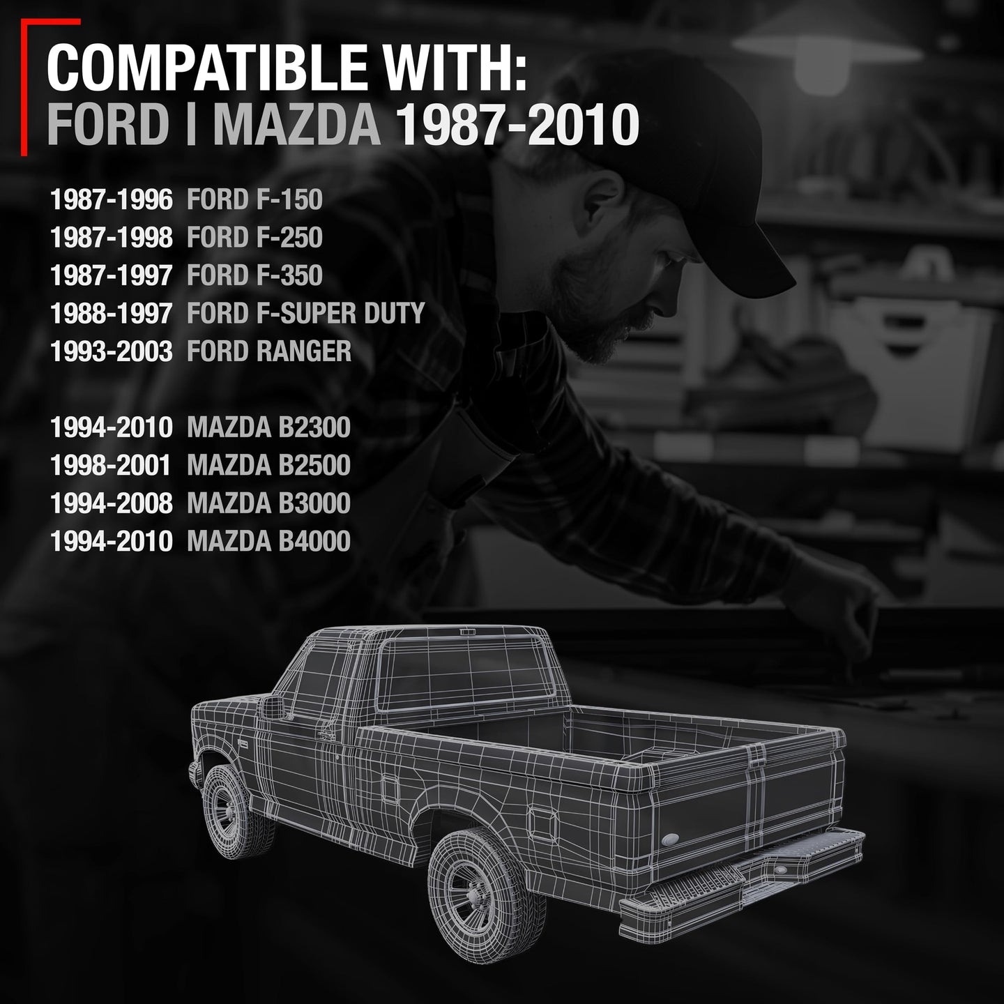 1993-2003 Ford Ranger 1994-2010 Mazda B-Series Tailgate Handle Latch Assembly, Upgraded Metal - Tailgate Handle - Metal