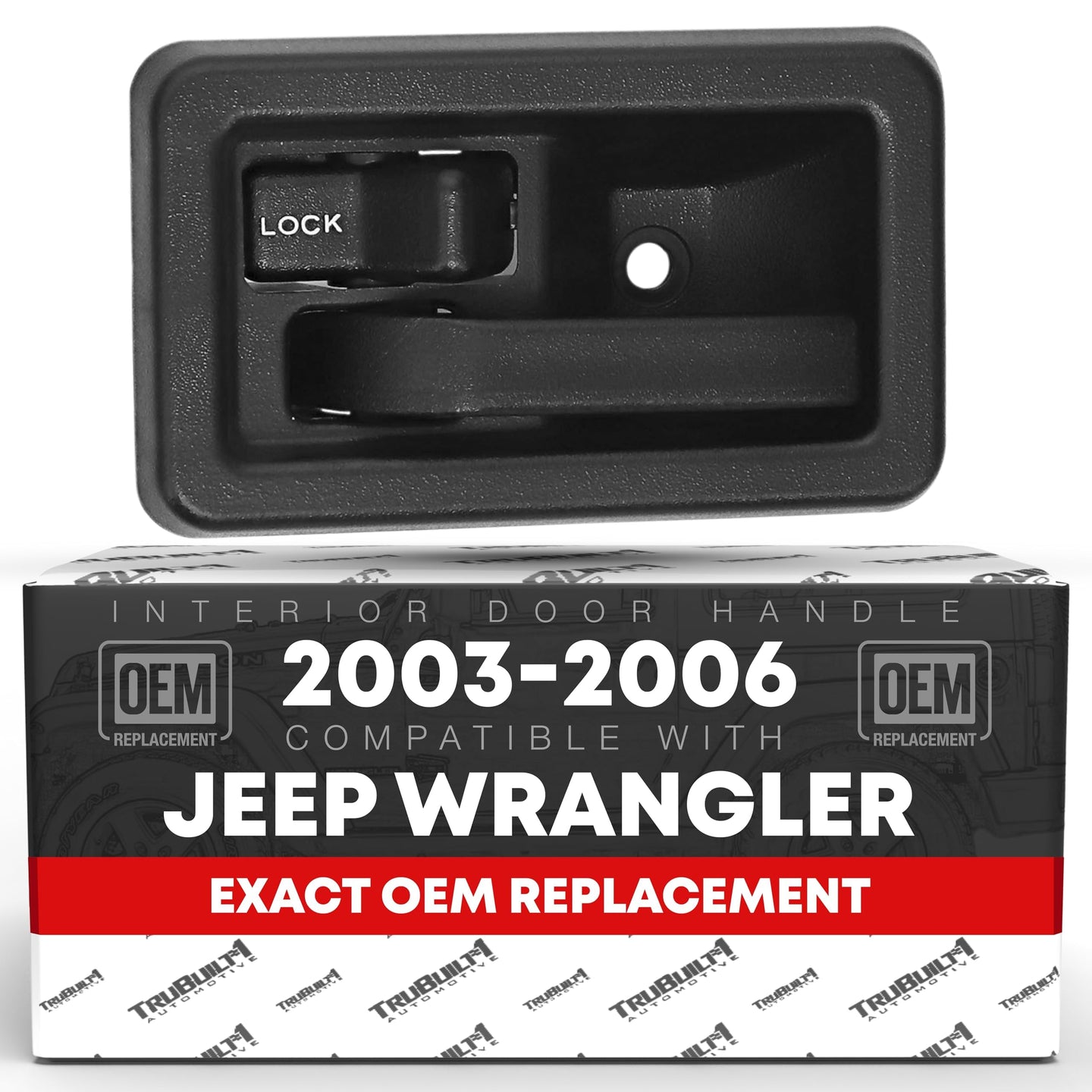 2003-2006 Jeep Wrangler Interior Front Driver Door Handle Replacement - Textured Black Plastic - Driver Door Handle