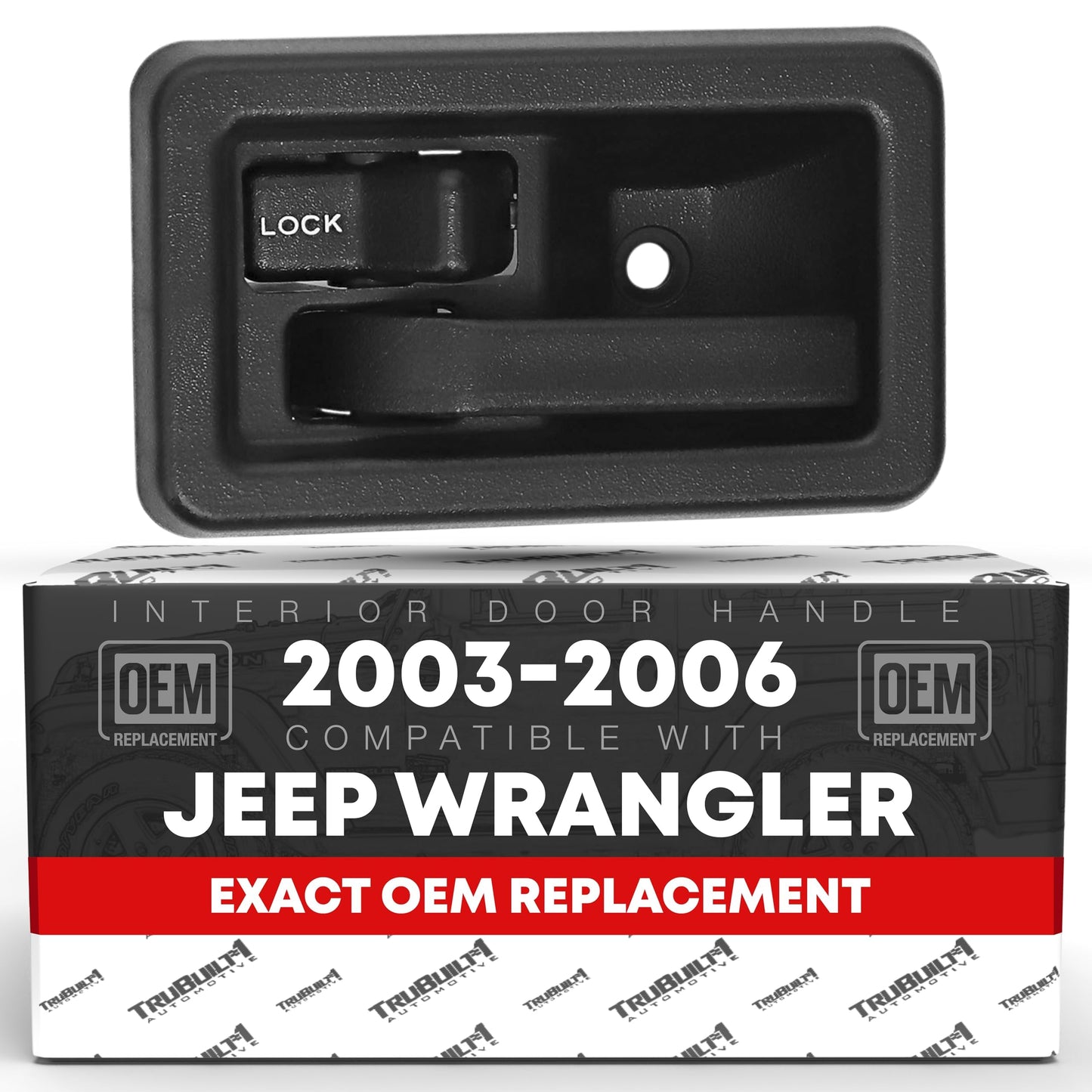 2003-2006 Jeep Wrangler Interior Front Driver Door Handle Replacement - Textured Black Plastic - Driver Door Handle