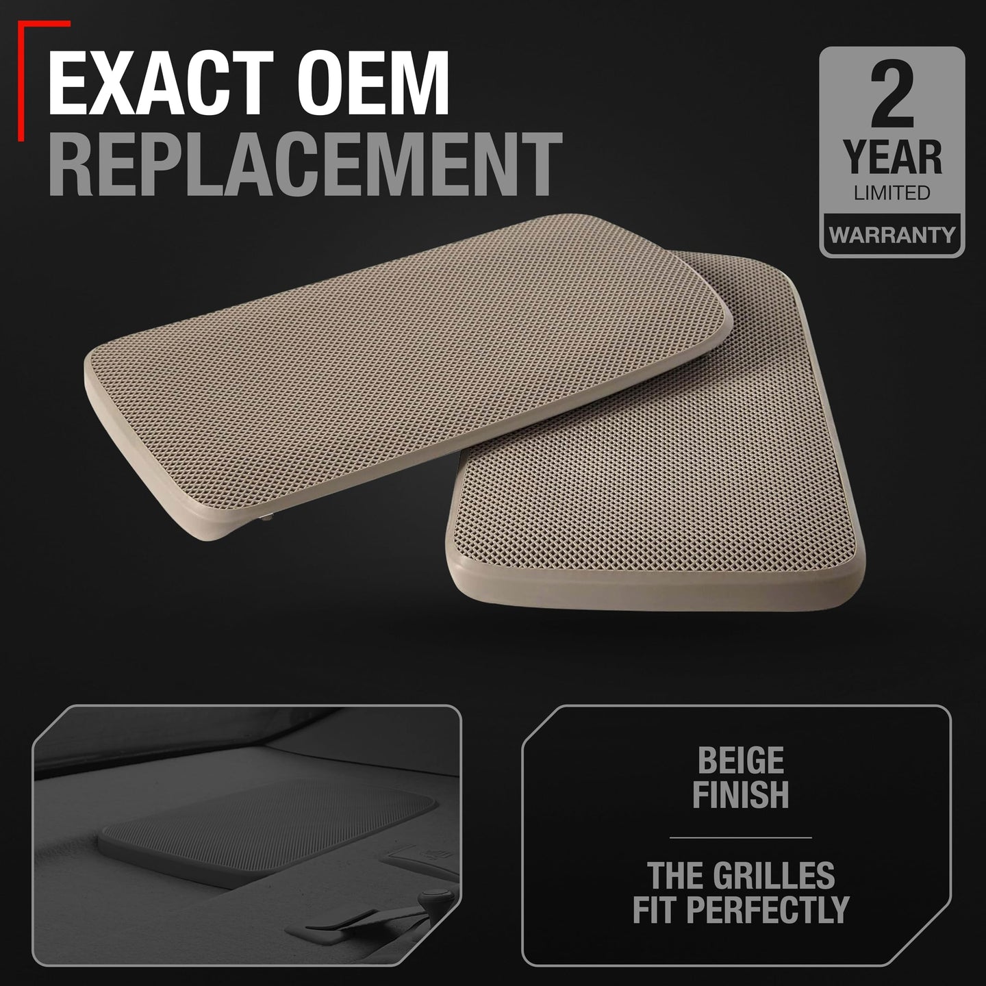 2002-2006 Toyota Camry Speaker Grille Replacement Set, Rear Left & Right Side - Beige - Beige