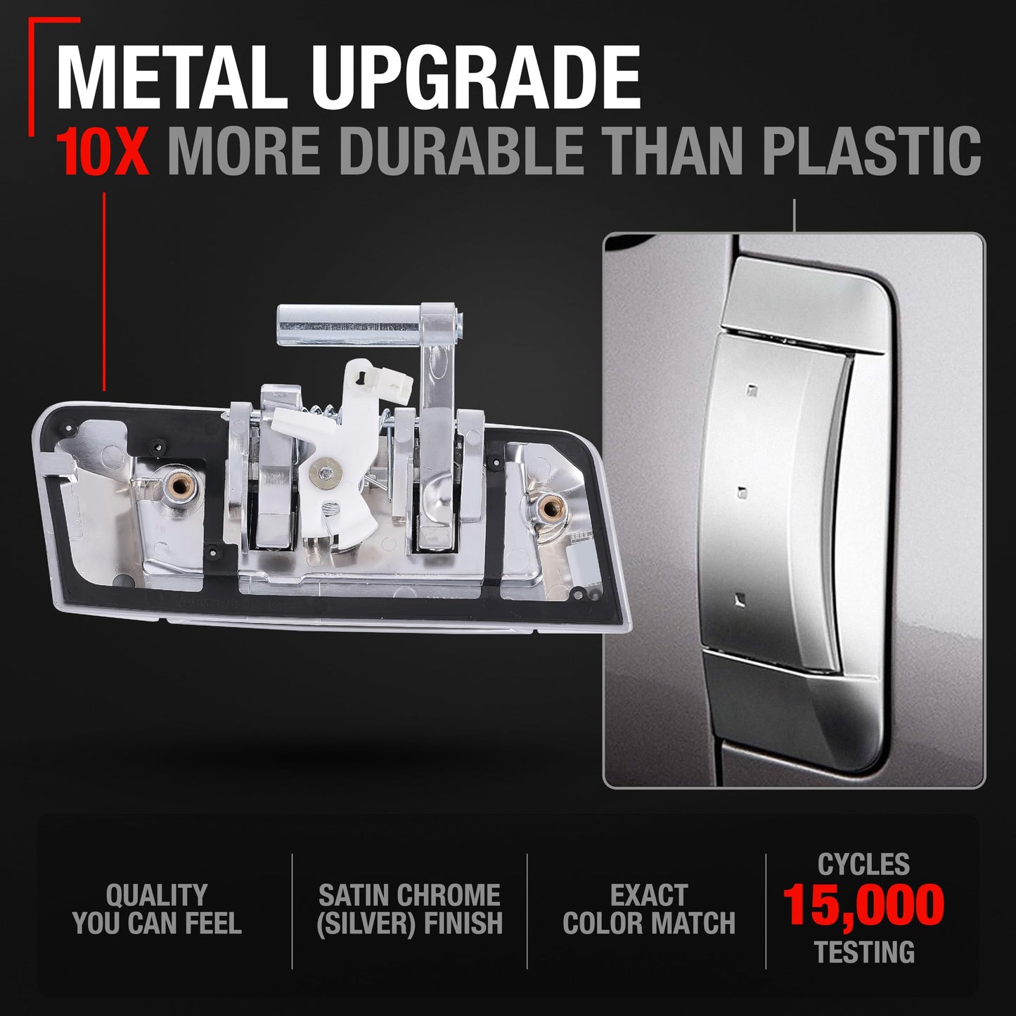 Nissan 350Z Exterior Door Handle, Front Passenger Side - Satin Chrome (Silver), No Keyhole - Passenger Side Handle - Silver