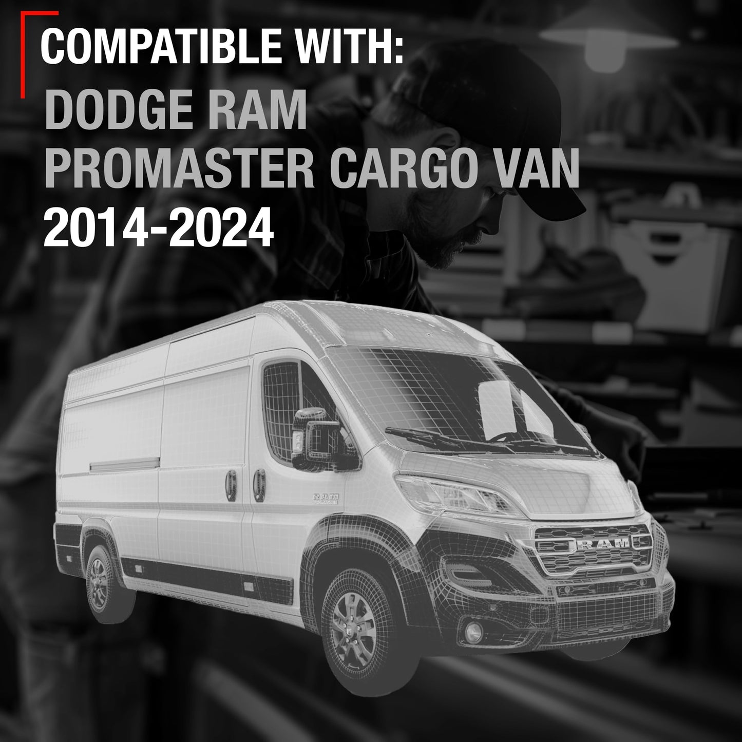 2014-2021 Dodge RAM Promaster 1500 2500 3500 Exterior Front Passenger Door Handle - Textured Black No Keyhole - Front Passenger Handle w/o Keyhole