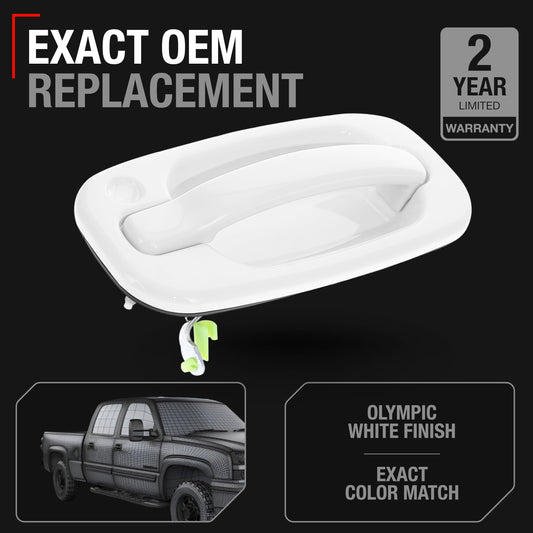 1999-2006 Chevrolet Silverado Suburban Tahoe GMC Sierra Yukon Exterior Front Driver Door Handle - Olympic White - Front Driver Door Handle
