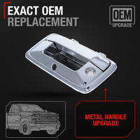 2014-2015 Chevrolet Silverado GMC Sierra Tailgate Handle Assembly - Upgraded Metal Liftgate Latch Handle Chrome with Camera Hole - Chrome Metal Tailgate