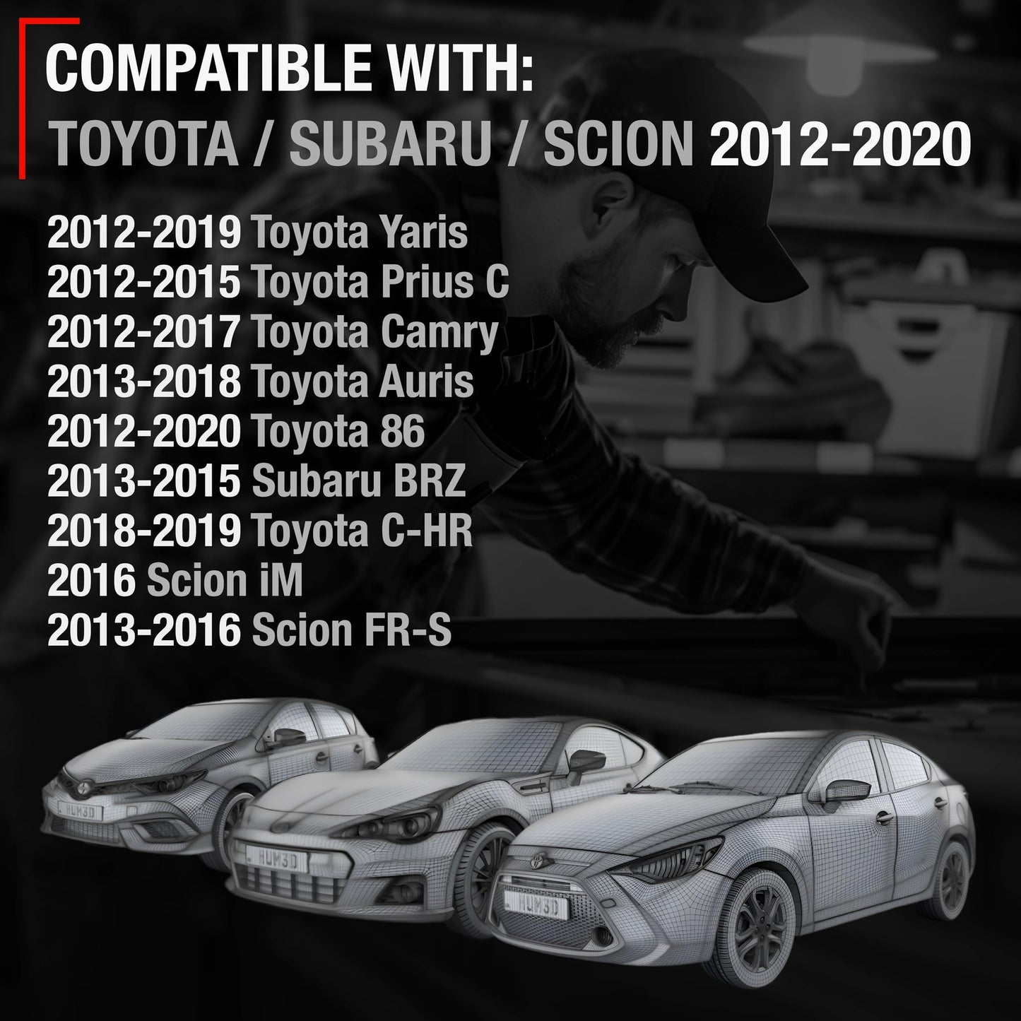 2012-2020 Toyota Yaris Prius C Camry Auris 86 C-HR Subaru BRZ Scion FR-S iM Exterior Front Driver and Passenger Door Handle - Primed Black - Front Driver & Passenger Door Handle
