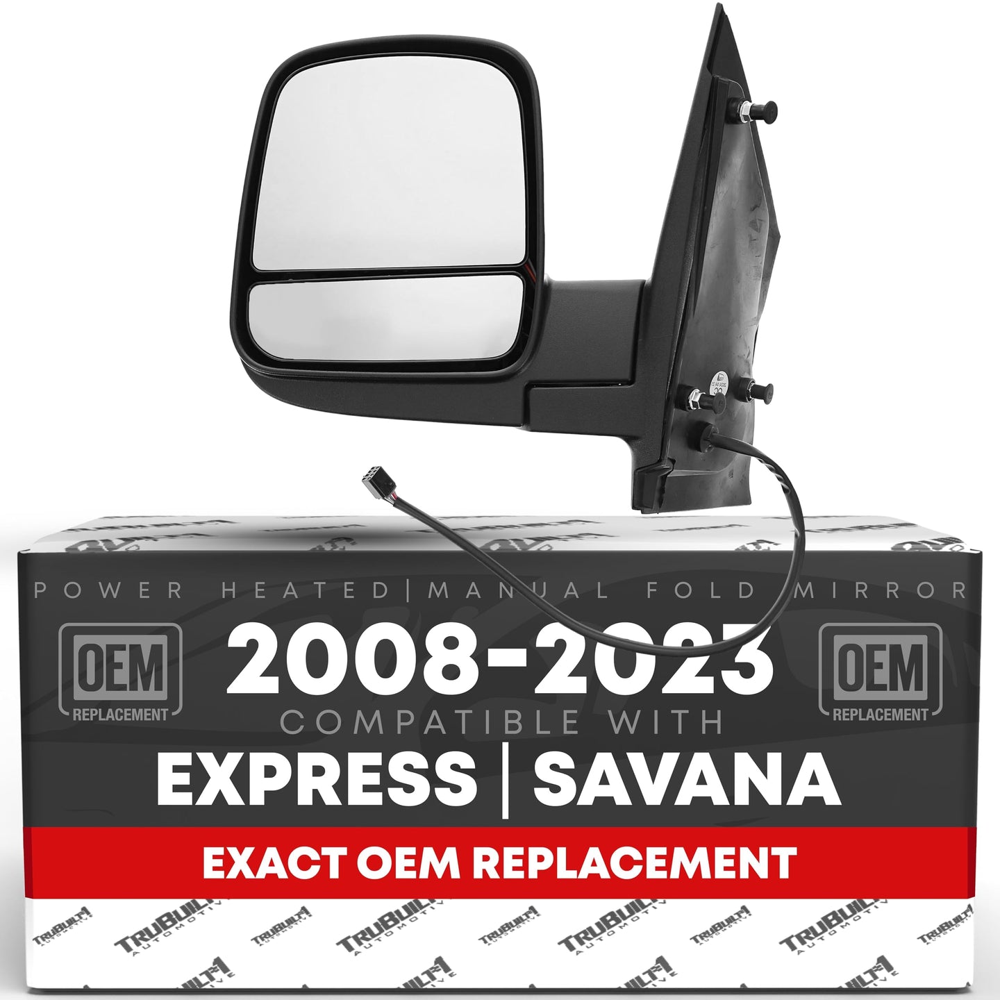 2008-2023 Chevrolet Express GMC Savana 1500 2500 3500 Driver Side Mirror - Heated Manual Folding Dual Glass - Driver Side Mirror