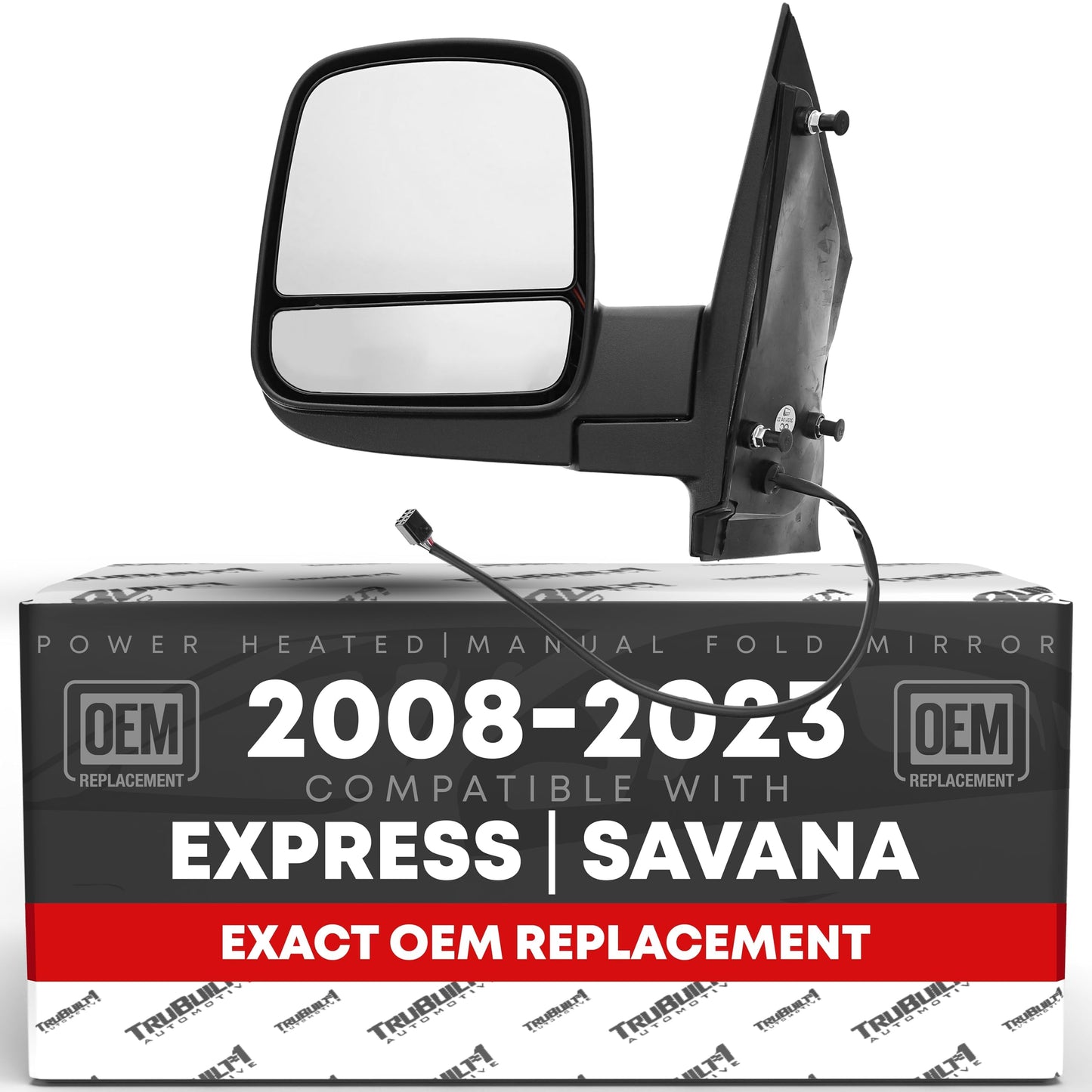 2008-2023 Chevrolet Express GMC Savana 1500 2500 3500 Driver Side Mirror - Heated Manual Folding Dual Glass - Driver Side Mirror