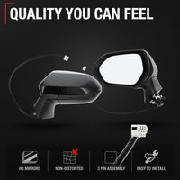 2020-2024 Toyota Corolla Sedan Driver Side Mirror Replacement - Power Adjustment Manual Folding Flat Glass Black - Driver Side Mirror
