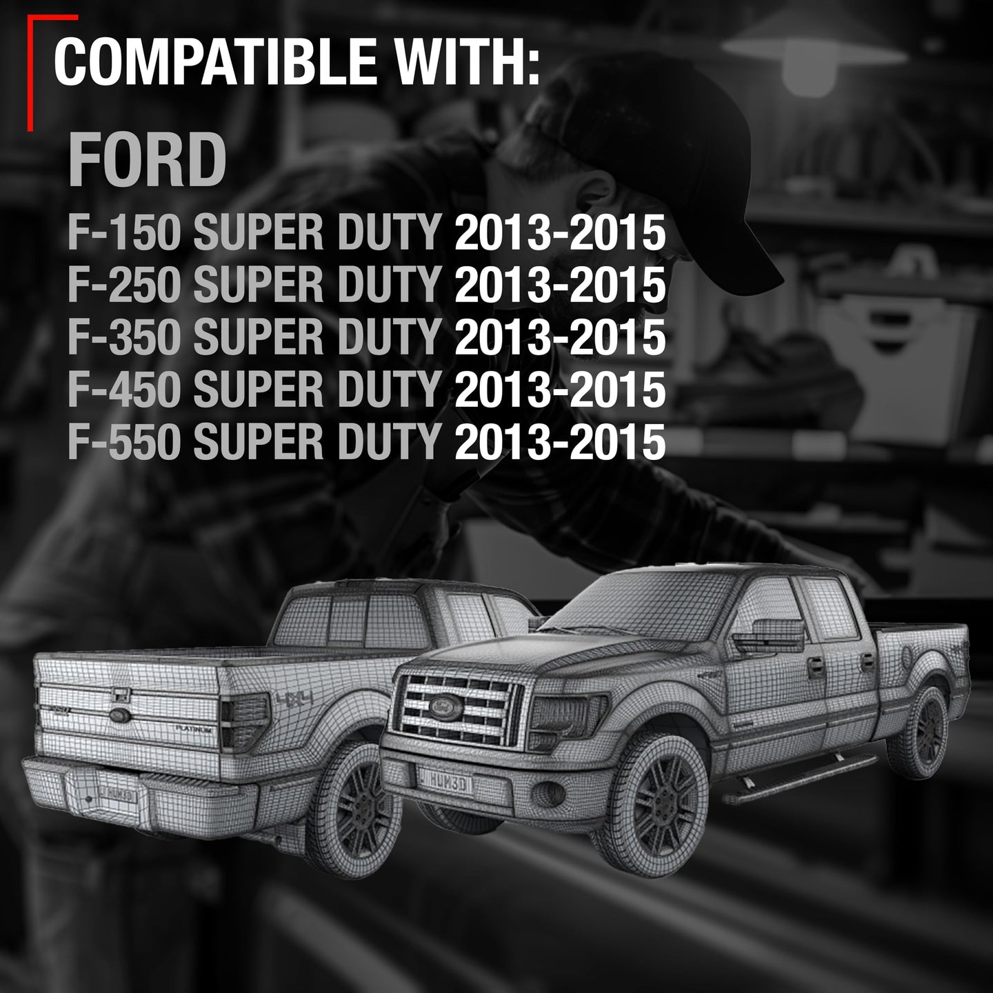 Ford Super Duty Tailgate Cable Set - Left & Right Rear Support Straps, 18.6" Metal for Tailgate Lift