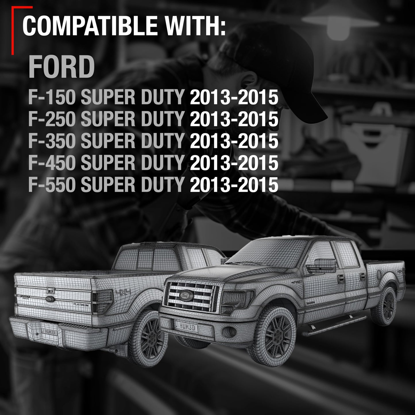 Ford Super Duty Tailgate Cable Set - Left & Right Rear Support Straps, 18.6" Metal for Tailgate Lift