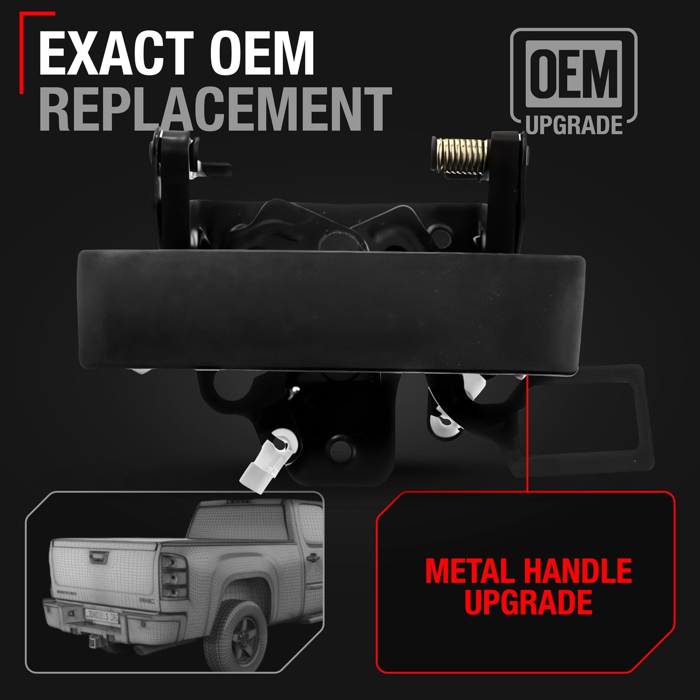 2007-2014 Chevrolet Silverado 1500 2500 HD 3500 HD GMC Sierra 1500 2500 HD 3500 HD Hummer H3T Tailgate Handle - Black - Texture Tailgate Handle