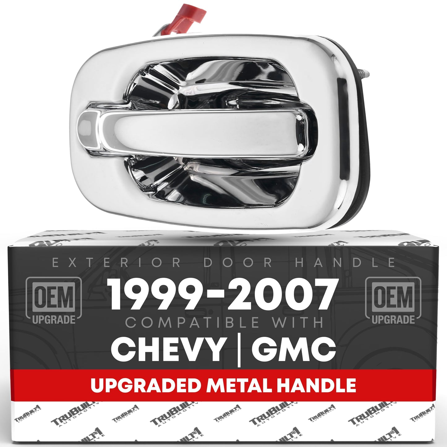 Exterior Front Passenger Door Handle, Upgraded Metal - Compatible with 1999-2006 Chevrolet Silverado, Suburban, Tahoe, Avalanche; 99-06 GMC Sierra, Yukon - All Chrome - OEM 15182406, 91128 - Front Passenger Handle without Keyhole