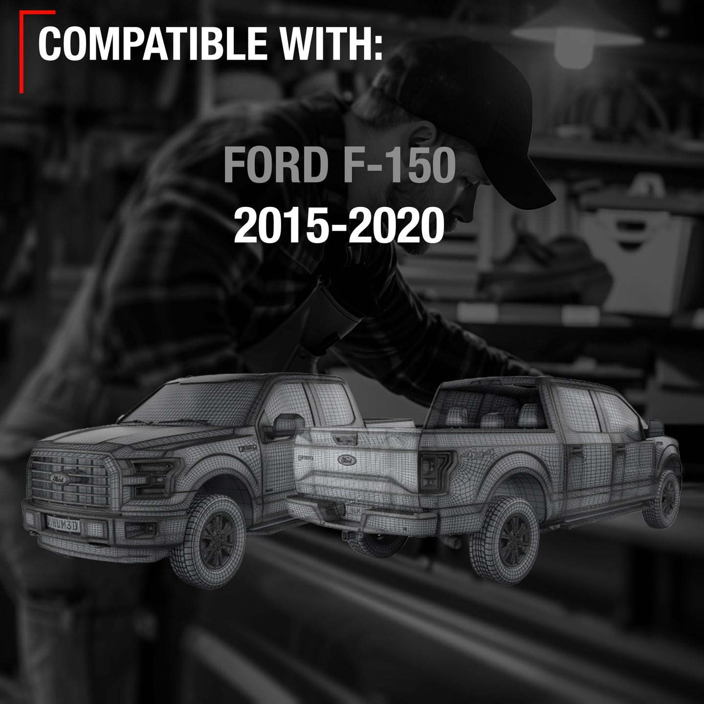 2015-2018 Ford F-150 Exterior Rear Driver Door Handle, Upgraded Metal - All Chrome - Rear Driver Side Handle