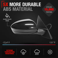 2019-2024 Nissan Altima Passenger Side Mirror Replacement Powered Manual Fold Convex Glass Smooth Black - Passenger Side Mirror