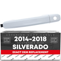 T1A Exterior Front Driver Door Handle - Compatible with 2014-2018 Chevrolet Silverado; 2014-2018 GMC Sierra - Olympic White (GAZ), Plastic with Keyhole - OEM 13583889-GAZ, 13583894-GAZ, 82537 - Front Driver Door Handle