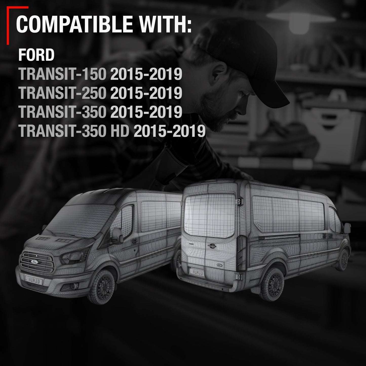 2014-2024 Ford Transit 2015-2019 Ford F-150 Interior Passenger Sliding Door Handle Replacement - Textured Black Plastic - Interior Sliding Door Handle