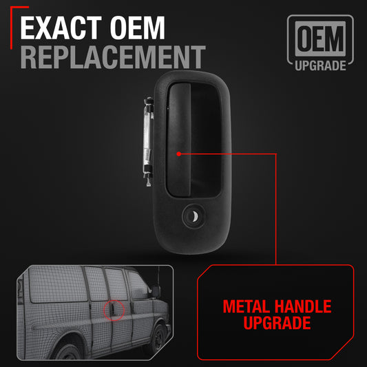 GMC Savana Rear Passenger Hinged Door Handle - Textured Black Finish, Exterior Upgrade for Chevrolet Express - Rear Passenger Side Hinged Door