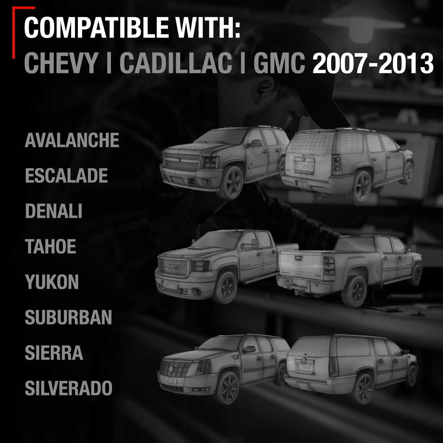 2007-2014 Chevrolet Silverado GMC Sierra 1500 2500 3500 Cadillac Escalade Exterior Front Passenger Door Handle Upgraded Metal - Textured Black - Front Passenger Handle without Keyhole