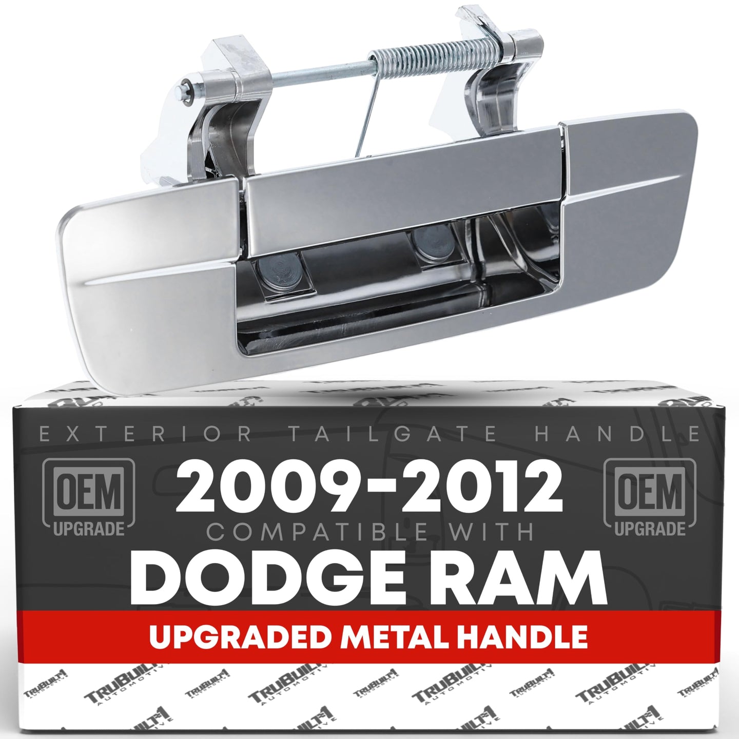 Dodge Ram Tailgate Handle - All Chrome Finish, Metal Upgrade, No Keyhole, Exterior Latch for 2009-2012 Models
